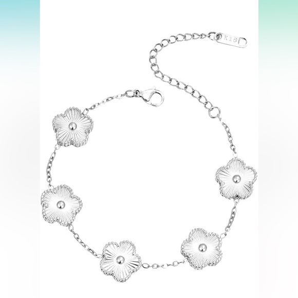 Silver Tone Floral Bracelet - Picture 1 of 7